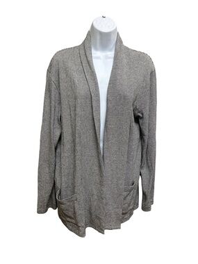 21 Men Black White Striped Open Front Pockets Lightweight Cardigan Size S